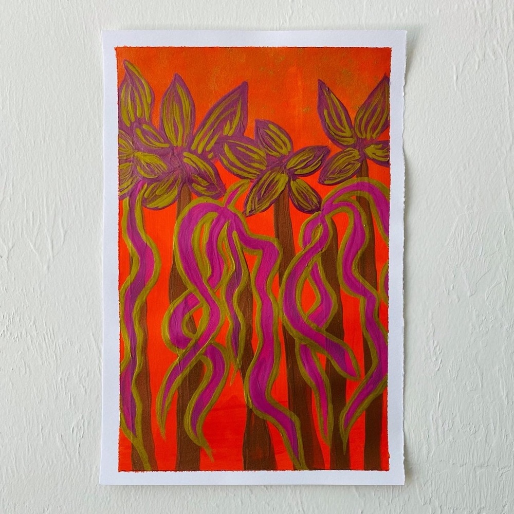 LAST CHANCE SALE! Vibrant Painting SURREAL FLOWERS Floral Abstract Wall Art